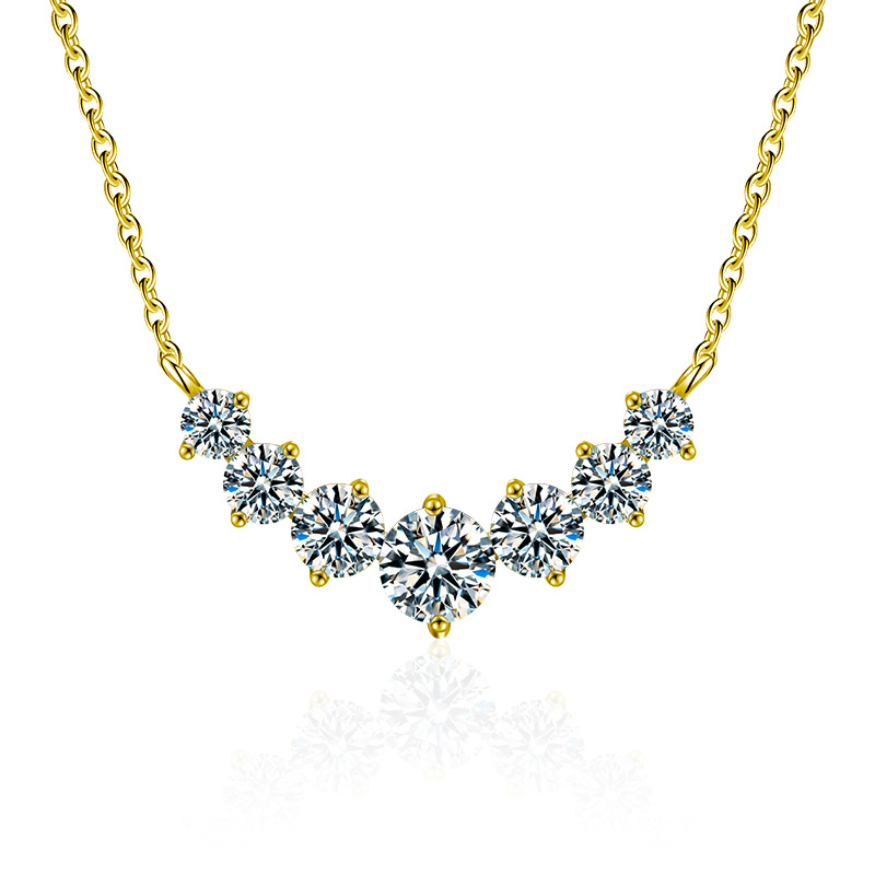 【AR026】S925 Moissanite seven joined Necklace | 七連 ネックレス (シルバー925 / モアサナイト)