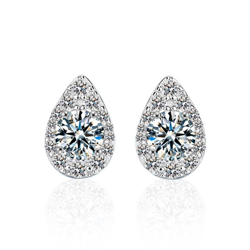 【AR018】S925 Moissanite stud drop pierce