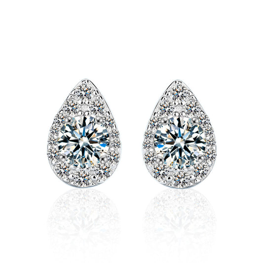 【AR018】S925 Moissanite stud drop pierce