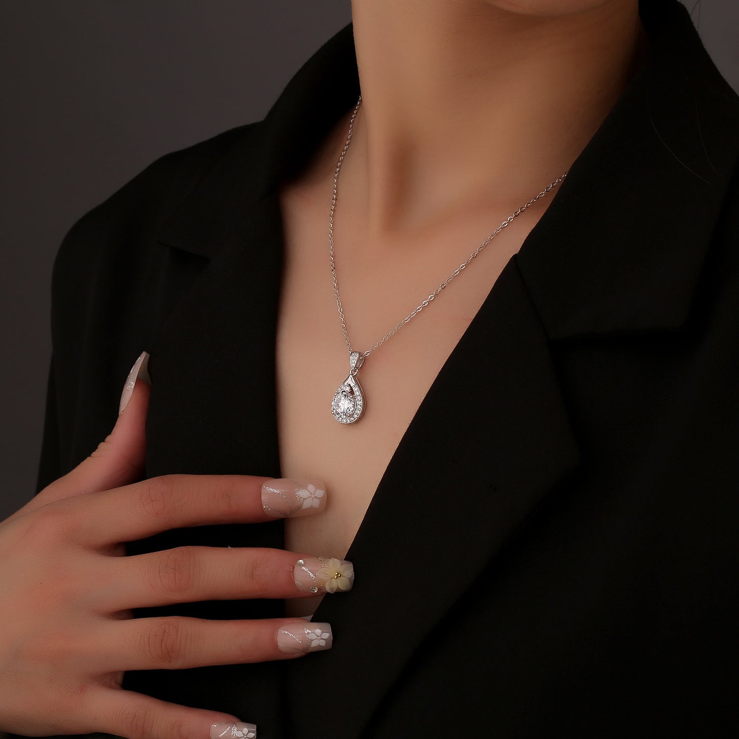 【AR003】S925 Moissanite simple drop Necklace