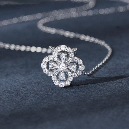 【AR025】S925 Moissanite clover Necklace | クローバー ネックレス (シルバー925 / モアサナイト)