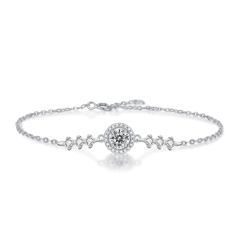 【AR011】S925 Moissanite simple round Bracelet