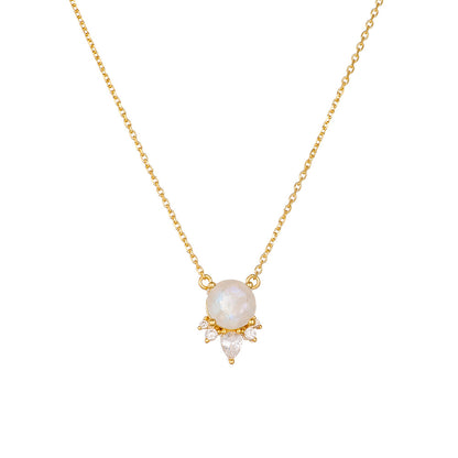【AR004】S925 Moon stone simple Necklace