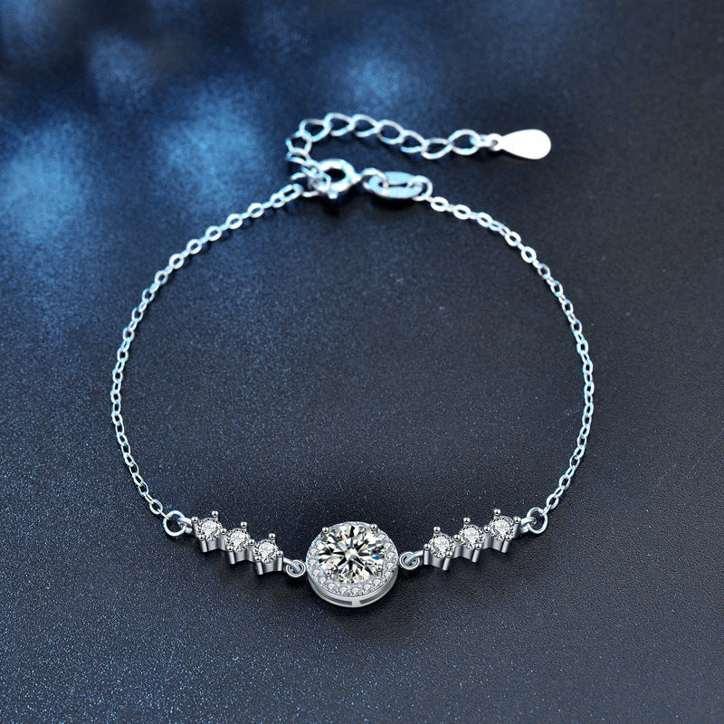 【AR011】S925 Moissanite simple round Bracelet