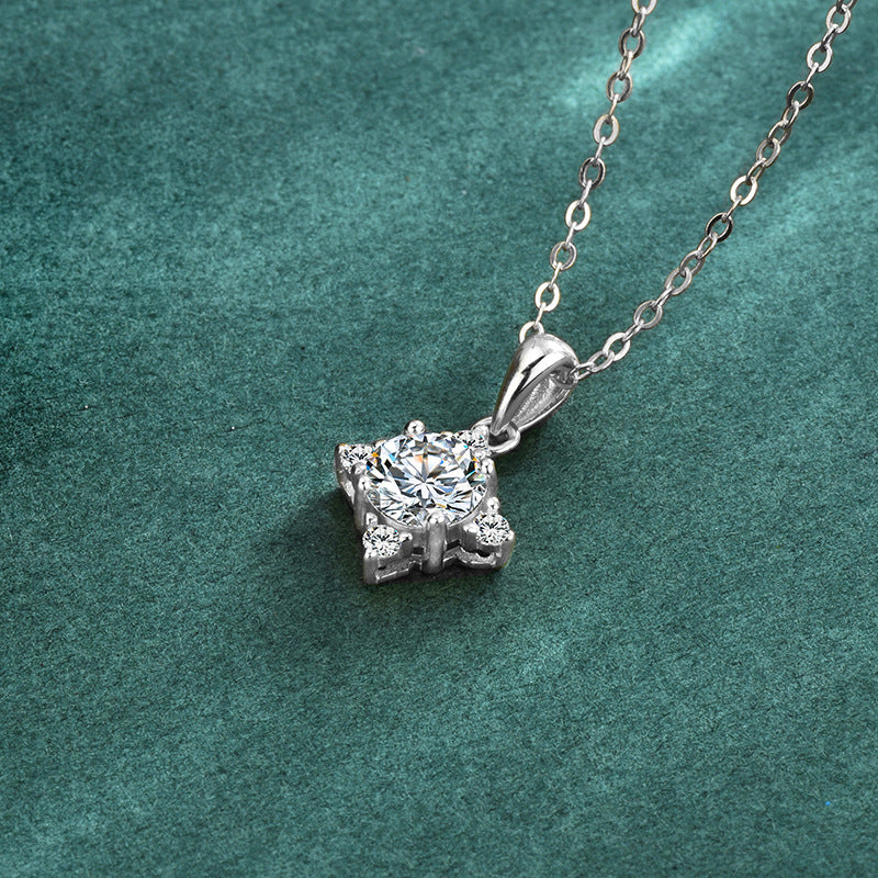 【AR027】S925 Moissanite rhombus Necklace | ロンバス ネックレス (シルバー925 / モアサナイト)