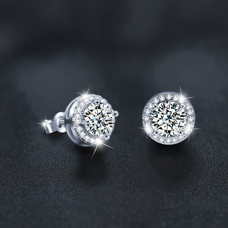 【AR017】S925 Moissanite round pierce | ラウンド ピアス (シルバー925 / モアサナイト)