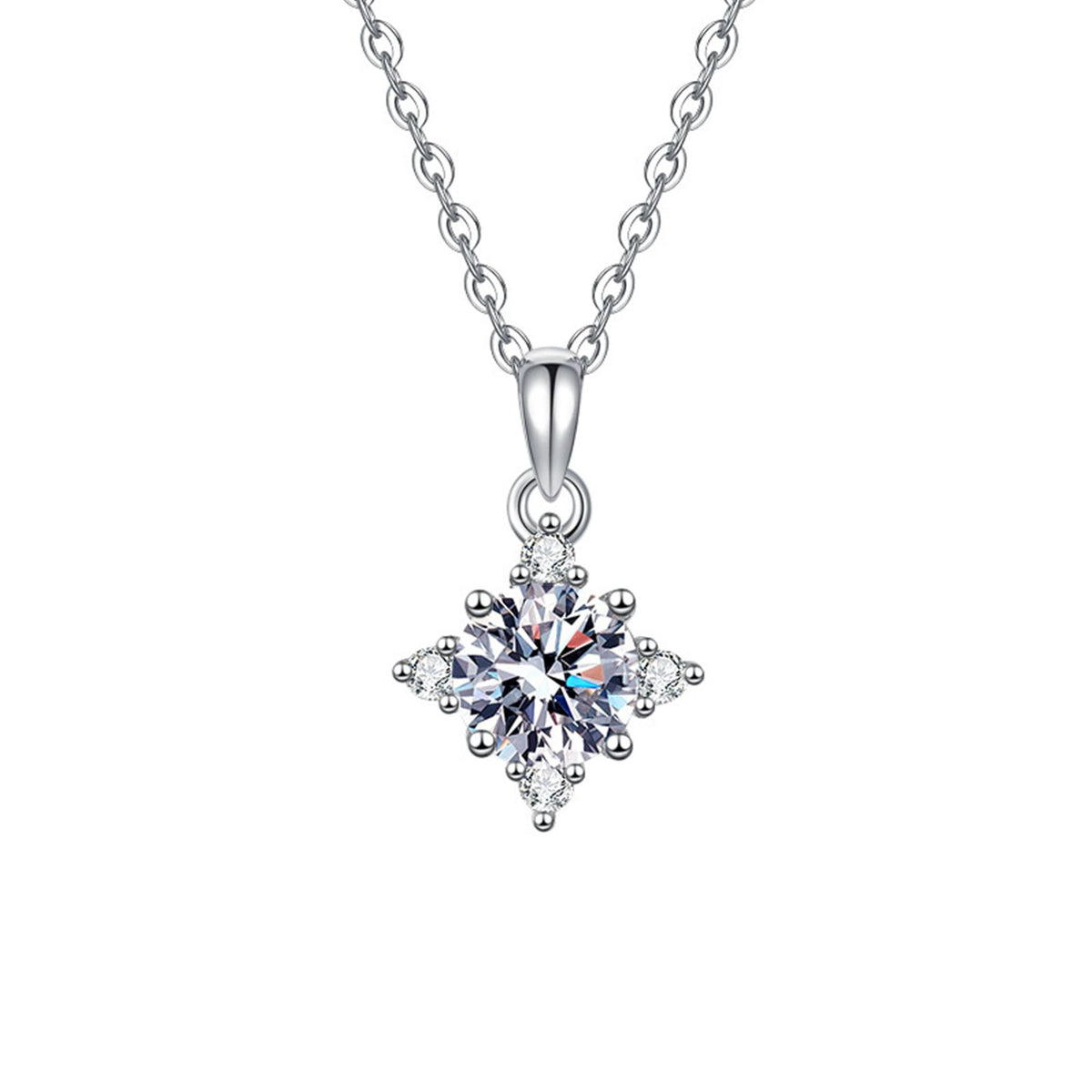 【AR027】S925 Moissanite rhombus Necklace | ロンバス ネックレス (シルバー925 / モアサナイト)