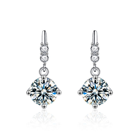 【AR020】S925 Moissanite 4-prong setting pierce