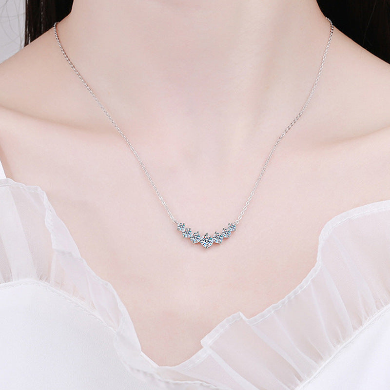 【AR026】S925 Moissanite seven joined Necklace | 七連 ネックレス (シルバー925 / モアサナイト)