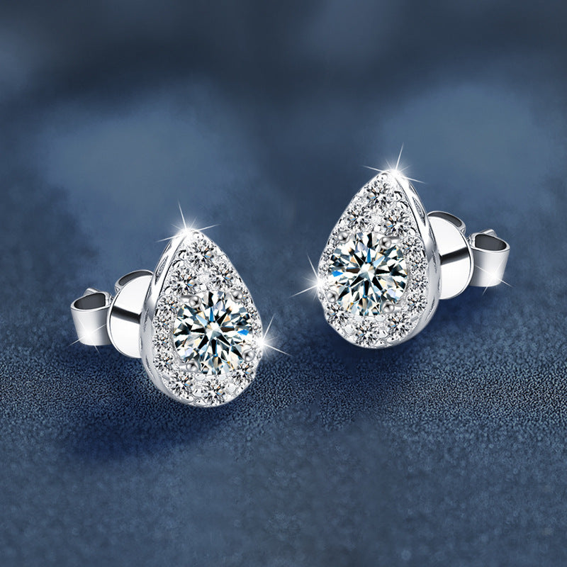 【AR018】S925 Moissanite stud drop pierce