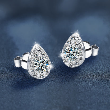 【AR018】S925 Moissanite stud drop pierce