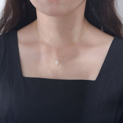 【AR004】S925 Moon stone simple Necklace