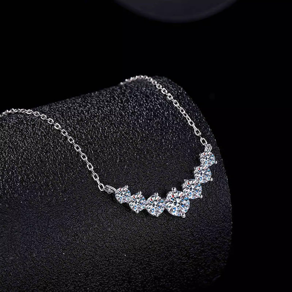 【AR026】S925 Moissanite seven joined Necklace | 七連 ネックレス (シルバー925 / モアサナイト)