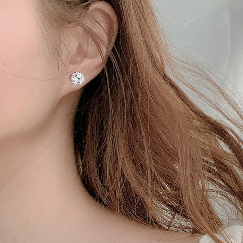 【AR017】S925 Moissanite round pierce | ラウンド ピアス (シルバー925 / モアサナイト)