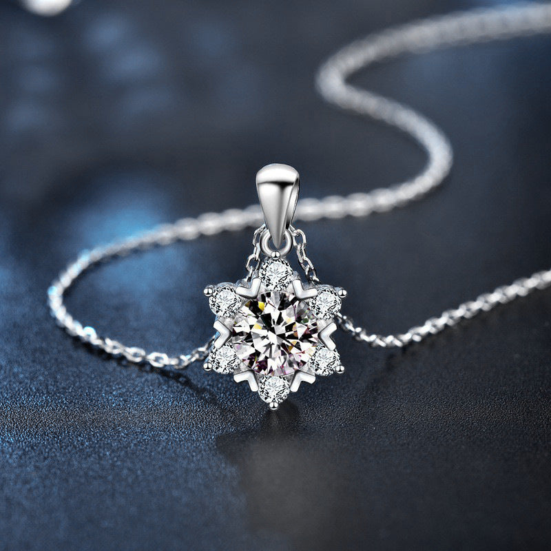 【AR002】S925 Moissanite snow motif Necklace | 結晶モチーフ ネックレス (シルバー925 / モアサナイト)
