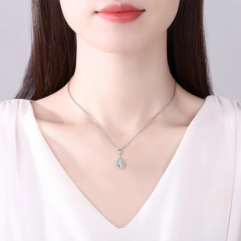 【AR003】S925 Moissanite simple drop Necklace