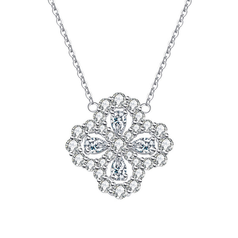 【AR025】S925 Moissanite clover Necklace | クローバー ネックレス (シルバー925 / モアサナイト)