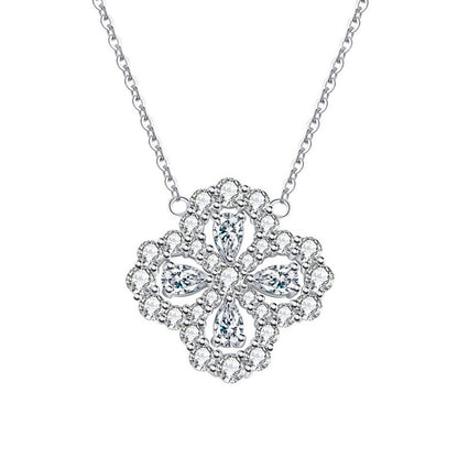【AR025】S925 Moissanite clover Necklace | クローバー ネックレス (シルバー925 / モアサナイト)