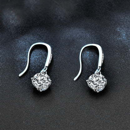 【AR019】S925 Moissanite hook 4-prong setting pierce