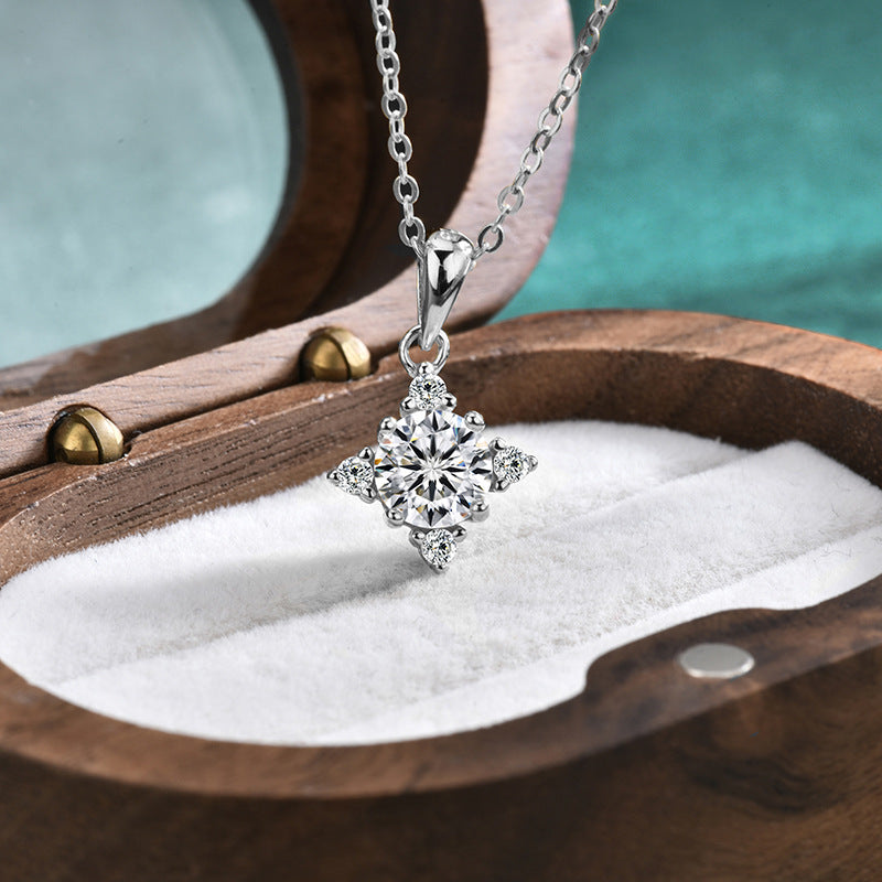 【AR027】S925 Moissanite rhombus Necklace | ロンバス ネックレス (シルバー925 / モアサナイト)
