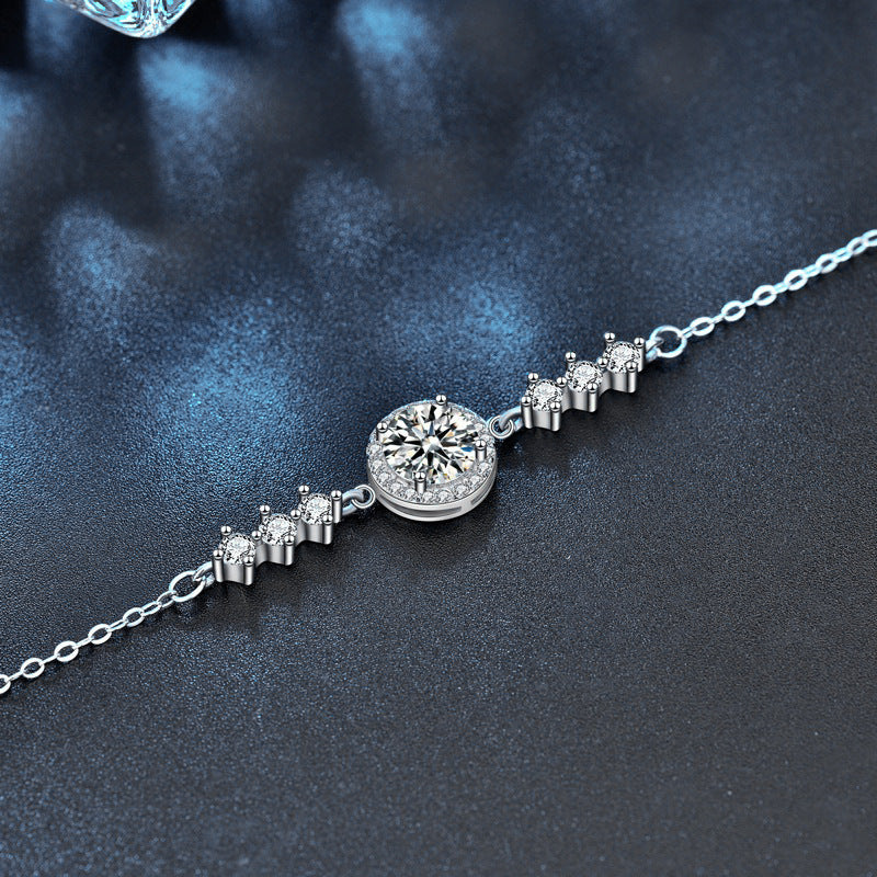 【AR011】S925 Moissanite simple round Bracelet