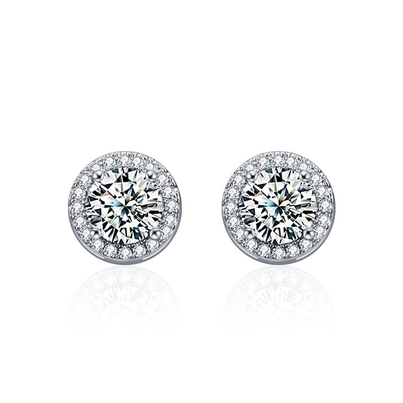 【AR017】S925 Moissanite round pierce | ラウンド ピアス (シルバー925 / モアサナイト)