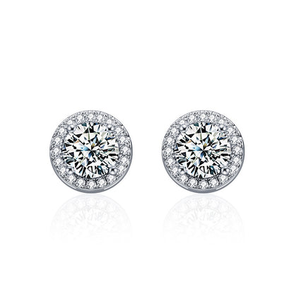 【AR017】S925 Moissanite round pierce | ラウンド ピアス (シルバー925 / モアサナイト)