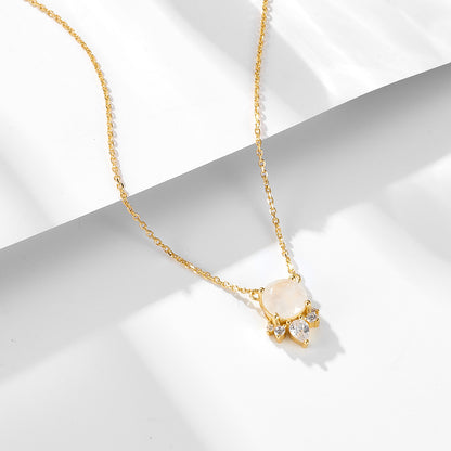【AR004】S925 Moon stone simple Necklace
