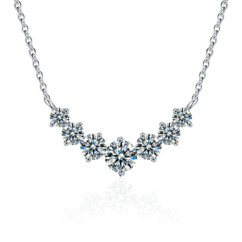 【AR026】S925 Moissanite seven joined Necklace | 七連 ネックレス (シルバー925 / モアサナイト)