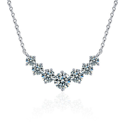 【AR026】S925 Moissanite seven joined Necklace | 七連 ネックレス (シルバー925 / モアサナイト)