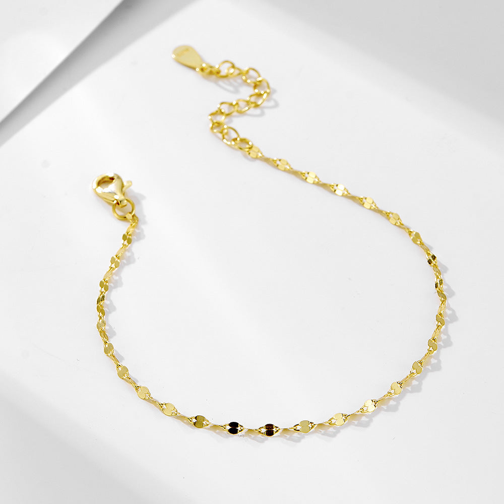 【AR015】S925  simple chain Bracelet | シンプルチェーン ブレスレット (シルバー925 / モアサナイト)