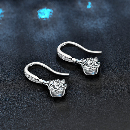 【AR019】S925 Moissanite hook 4-prong setting pierce