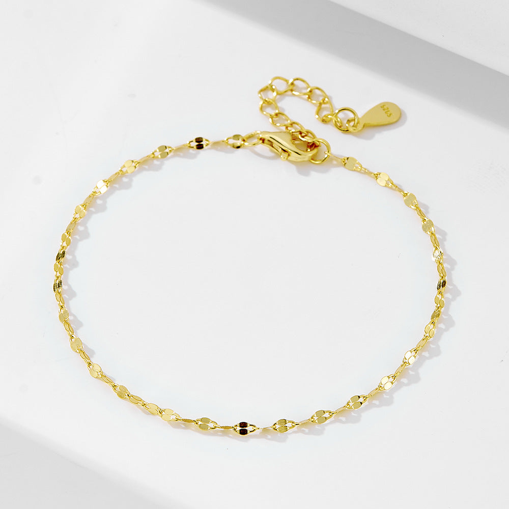 【AR015】S925  simple chain Bracelet | シンプルチェーン ブレスレット (シルバー925 / モアサナイト)