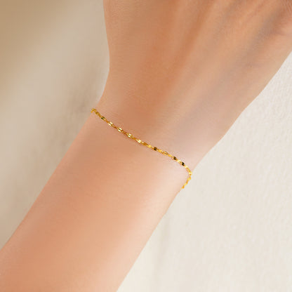 【AR015】S925  simple chain Bracelet | シンプルチェーン ブレスレット (シルバー925 / モアサナイト)