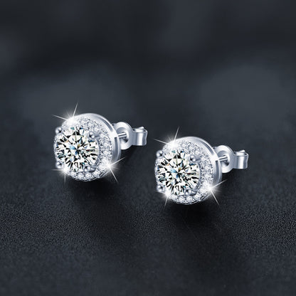 【AR017】S925 Moissanite round pierce | ラウンド ピアス (シルバー925 / モアサナイト)