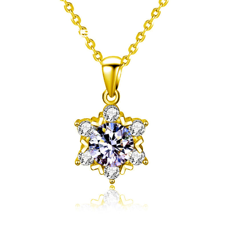 【AR002】S925 Moissanite snow motif Necklace | 結晶モチーフ ネックレス (シルバー925 / モアサナイト)
